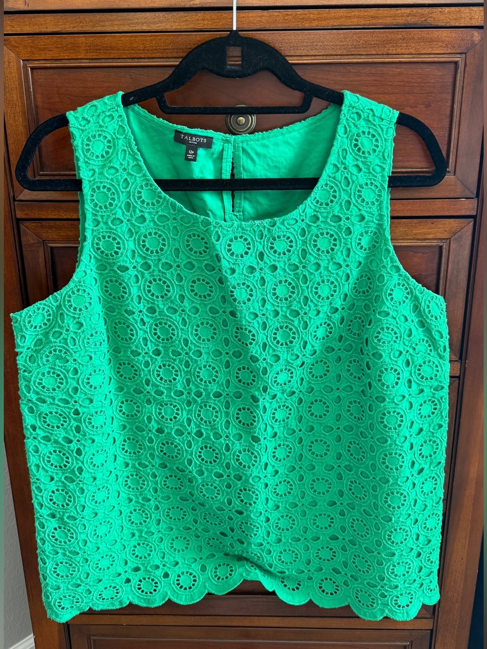 Talbots Bright Green Lace Shell Top - Picture 1 of 6